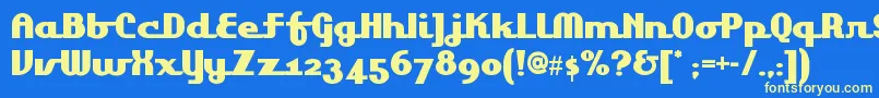 Шрифт Lakeshoredrivenf – жёлтые шрифты на синем фоне
