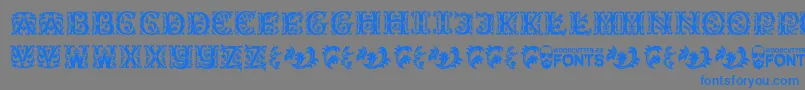 フォントBeautyInitials – 灰色の背景に青い文字