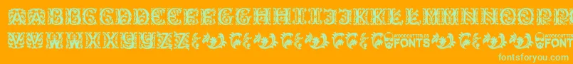 BeautyInitials-Schriftart – Grüne Schriften auf orangefarbenem Hintergrund