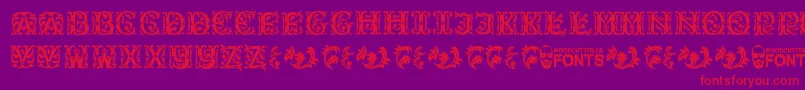 BeautyInitials-Schriftart – Rote Schriften auf violettem Hintergrund