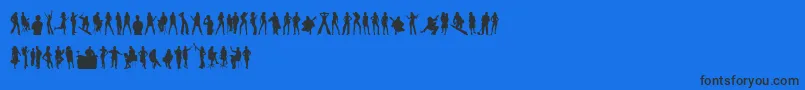 HumanSilhouettesFree Font – Black Fonts on Blue Background