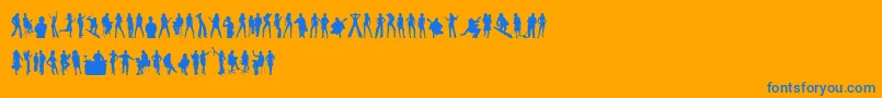 HumanSilhouettesFree-Schriftart – Blaue Schriften auf orangefarbenem Hintergrund