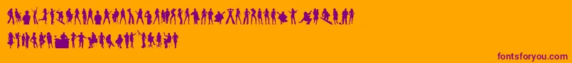 HumanSilhouettesFree Font – Purple Fonts on Orange Background