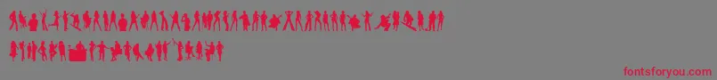 フォントHumanSilhouettesFree – 赤い文字の灰色の背景