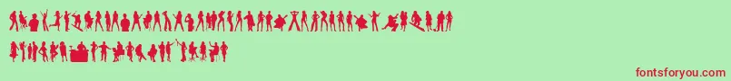 HumanSilhouettesFree Font – Red Fonts on Green Background