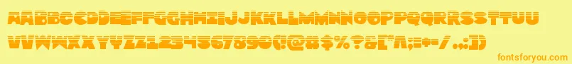 Zounderkitehalf-Schriftart – Orangefarbene Schriften auf gelbem Hintergrund