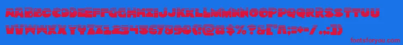 Zounderkitehalf-Schriftart – Rote Schriften auf blauem Hintergrund