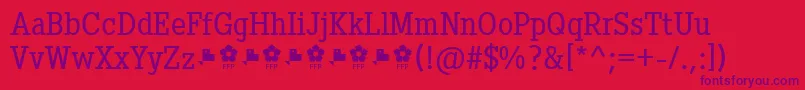 PentayBookFfp-Schriftart – Violette Schriften auf rotem Hintergrund
