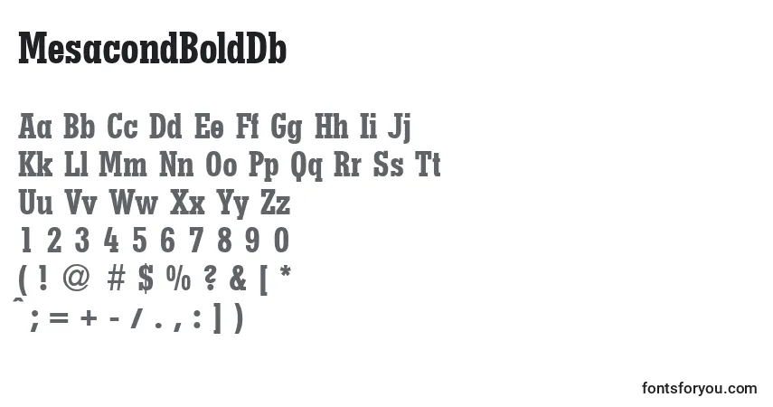 Шрифт MesacondBoldDb – алфавит, цифры, специальные символы