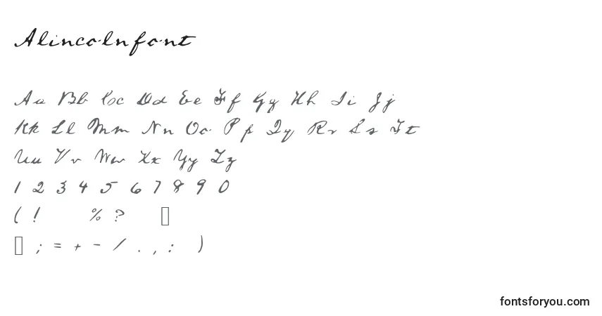 A fonte Alincolnfont – alfabeto, números, caracteres especiais