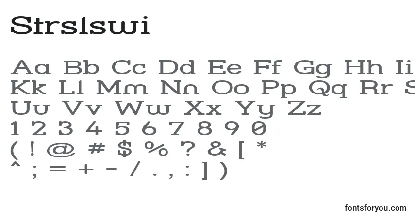 Czcionka Strslswi – alfabet, cyfry, specjalne znaki