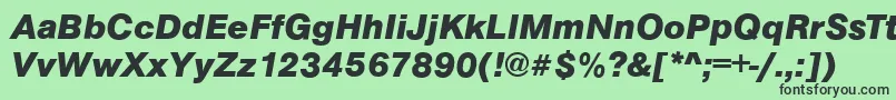 Czcionka ArezzoBoldItalic – czarne czcionki na zielonym tle