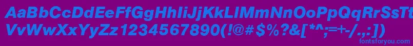 Шрифт ArezzoBoldItalic – синие шрифты на фиолетовом фоне