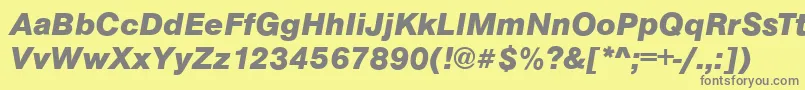 ArezzoBoldItalic-fontti – harmaat kirjasimet keltaisella taustalla