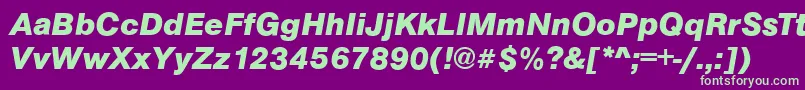 フォントArezzoBoldItalic – 紫の背景に緑のフォント