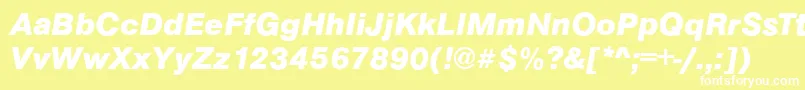フォントArezzoBoldItalic – 黄色い背景に白い文字