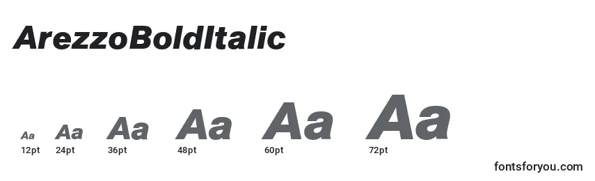 Размеры шрифта ArezzoBoldItalic