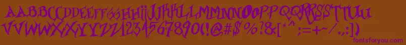 Borracho-Schriftart – Violette Schriften auf braunem Hintergrund