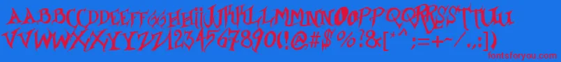 Borracho-fontti – punaiset fontit sinisellä taustalla