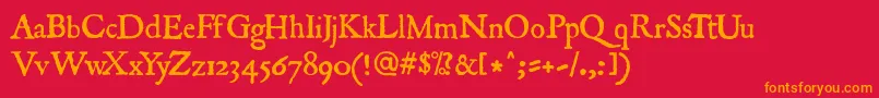 フォントRomanantique – 赤い背景にオレンジの文字
