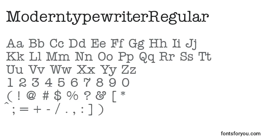 ModerntypewriterRegularフォント–アルファベット、数字、特殊文字