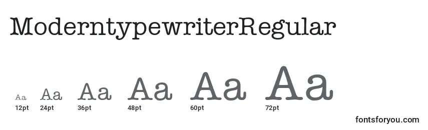 Размеры шрифта ModerntypewriterRegular