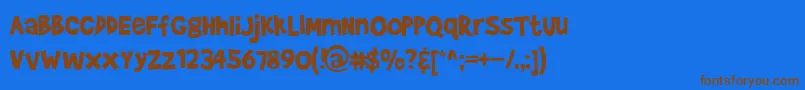 フォントBradyBunchRemastered – 茶色の文字が青い背景にあります。