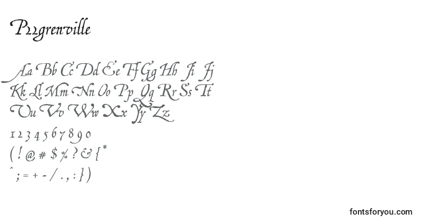 Czcionka P22grenville – alfabet, cyfry, specjalne znaki