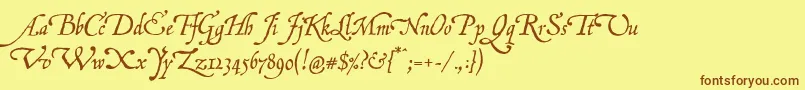 フォントP22grenville – 茶色の文字が黄色の背景にあります。