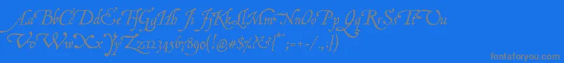 P22grenville-Schriftart – Graue Schriften auf blauem Hintergrund