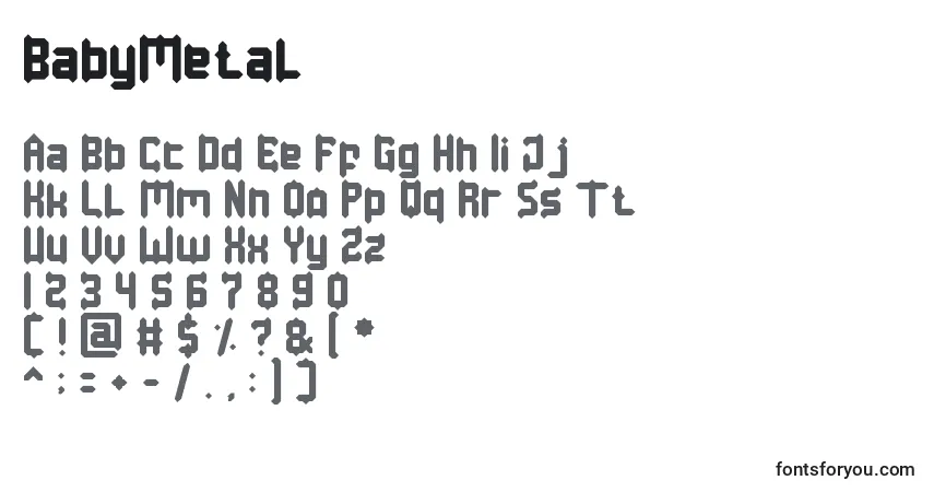 Schriftart BabyMetal – Alphabet, Zahlen, spezielle Symbole