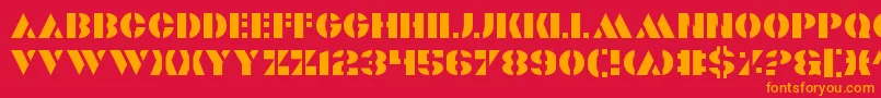 フォントValiant – 赤い背景にオレンジの文字