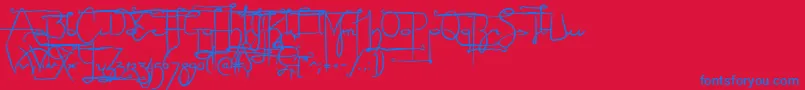 Sculptors Font – Blue Fonts on Red Background