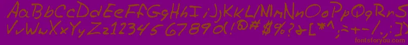 RiggsRegular-Schriftart – Braune Schriften auf violettem Hintergrund