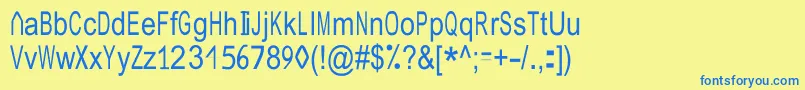 JuliasoftSpecialFontN4-fontti – siniset fontit keltaisella taustalla