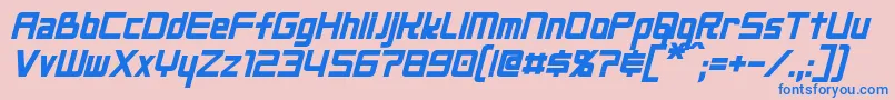 NeoGenBoldItalic Font – Blue Fonts on Pink Background