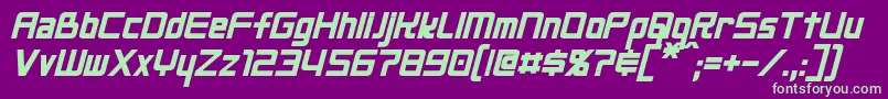 NeoGenBoldItalic Font – Green Fonts on Purple Background