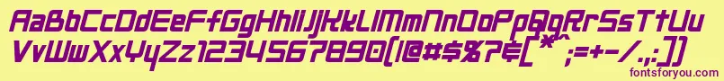 NeoGenBoldItalic Font – Purple Fonts on Yellow Background