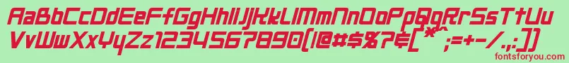 NeoGenBoldItalic Font – Red Fonts on Green Background