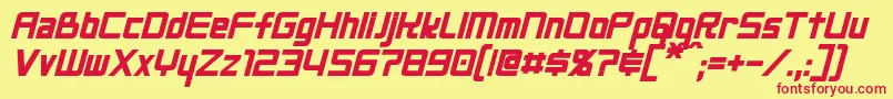 NeoGenBoldItalic Font – Red Fonts on Yellow Background