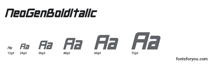 Размеры шрифта NeoGenBoldItalic