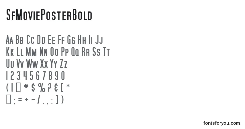 A fonte SfMoviePosterBold – alfabeto, números, caracteres especiais