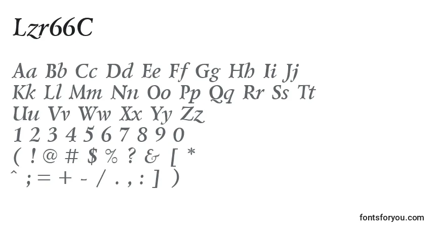 A fonte Lzr66C – alfabeto, números, caracteres especiais
