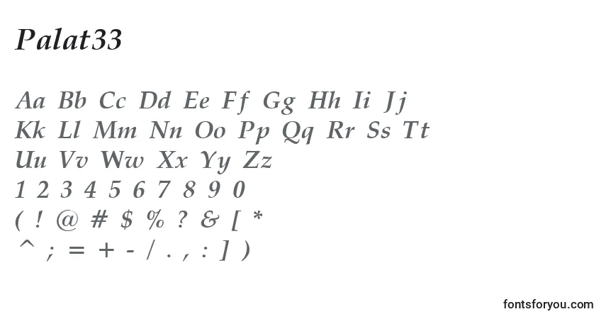 A fonte Palat33 – alfabeto, números, caracteres especiais