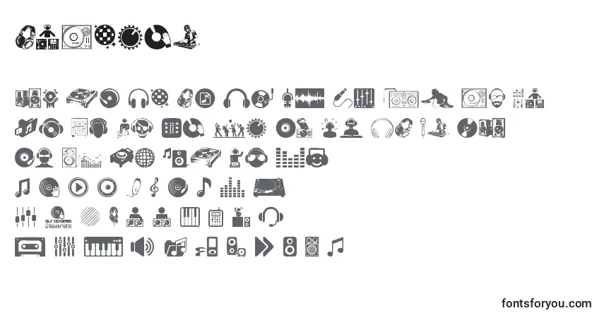 Schriftart DjIcons – Alphabet, Zahlen, spezielle Symbole