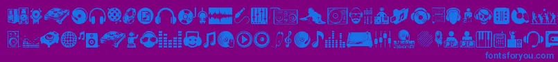 DjIcons Font – Blue Fonts on Purple Background