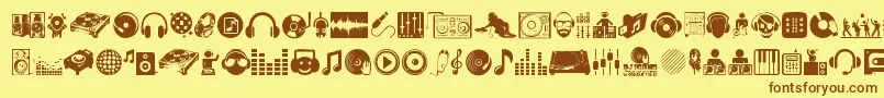 DjIcons Font – Brown Fonts on Yellow Background
