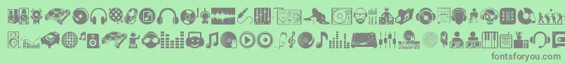 フォントDjIcons – 緑の背景に灰色の文字