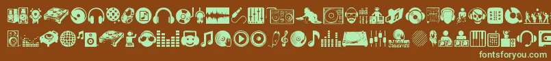 DjIcons Font – Green Fonts on Brown Background