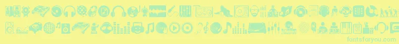 Шрифт DjIcons – зелёные шрифты на жёлтом фоне